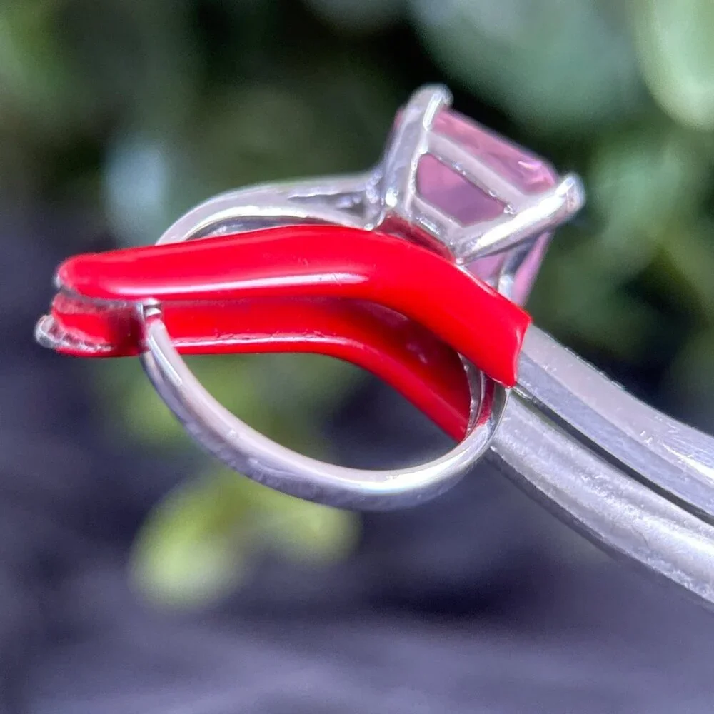 925‎ Silver Emerald Cut Pink Stone Ring